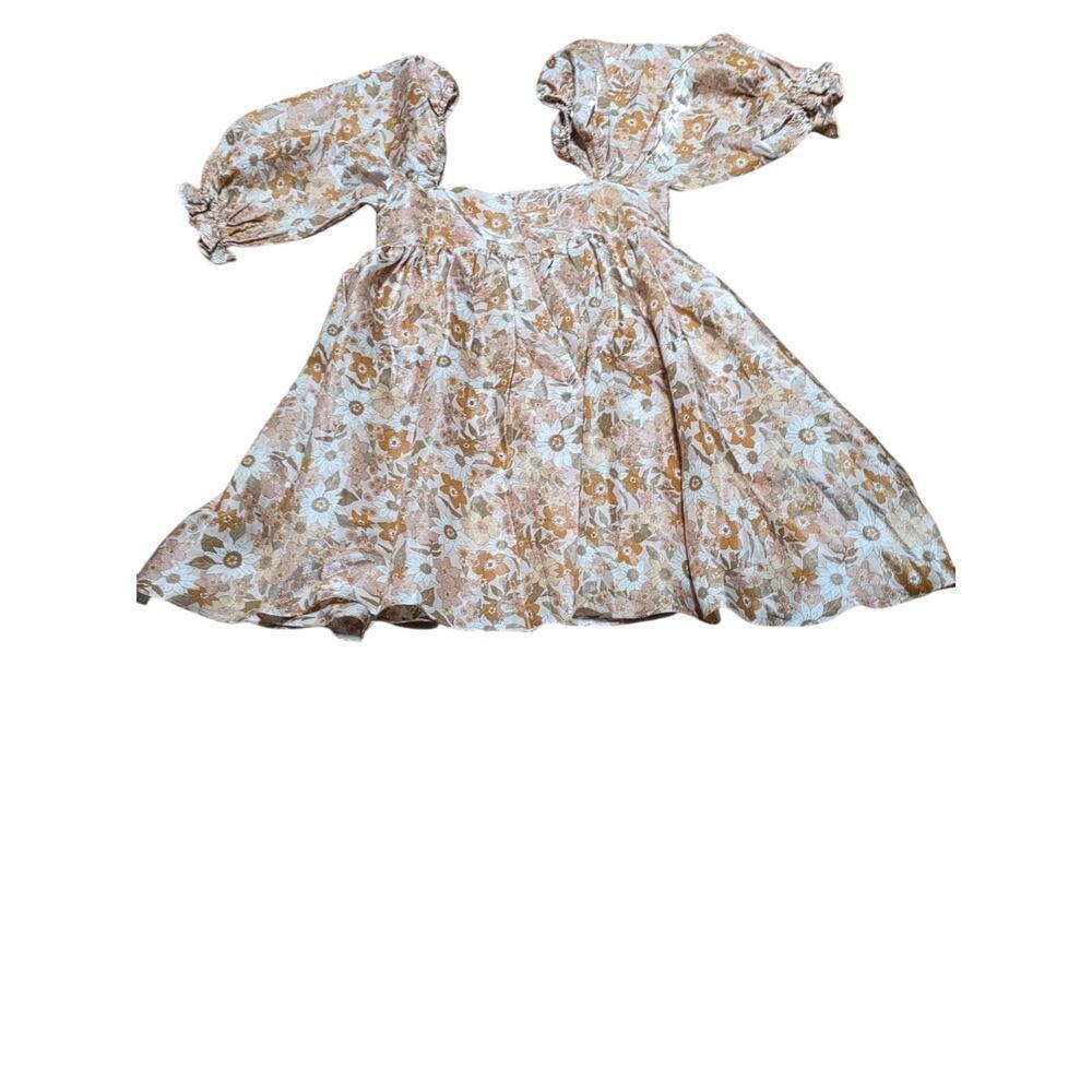 Storia Floral Puff Sleeve Dress Sz-Small Square Neck Romantic Boho Cottagecore - Picture 4 of 8